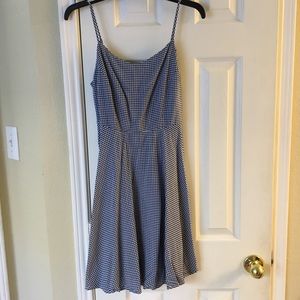 Navy Blue and White Gingham Dress
